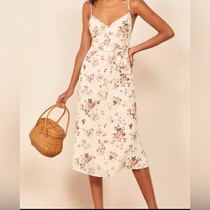 Reformation White Floral Midi Dress